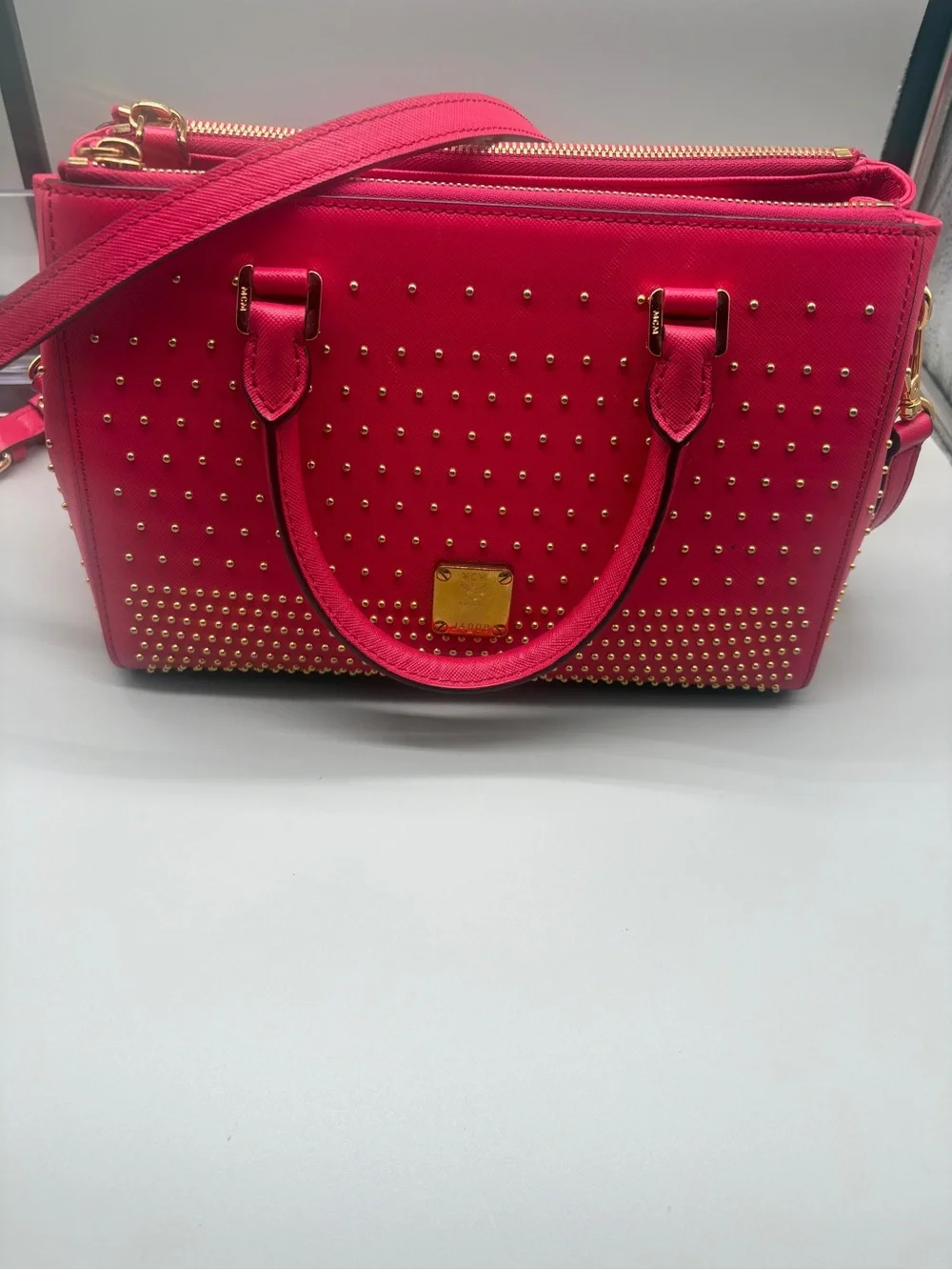 MCM LIMITED EDITION Studded Hot Pink Women’s Satchel like new